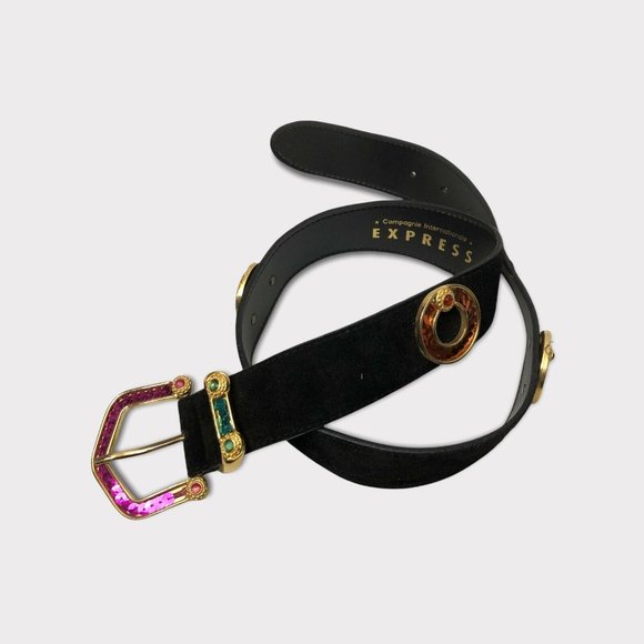 Compagnie Internationale EXPRESS Vintage Suede Belt With Gold and Sequins main image 8